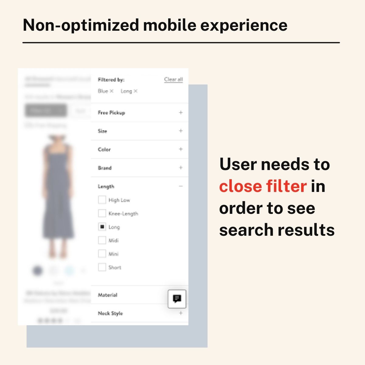 non-optimized mobile filtering