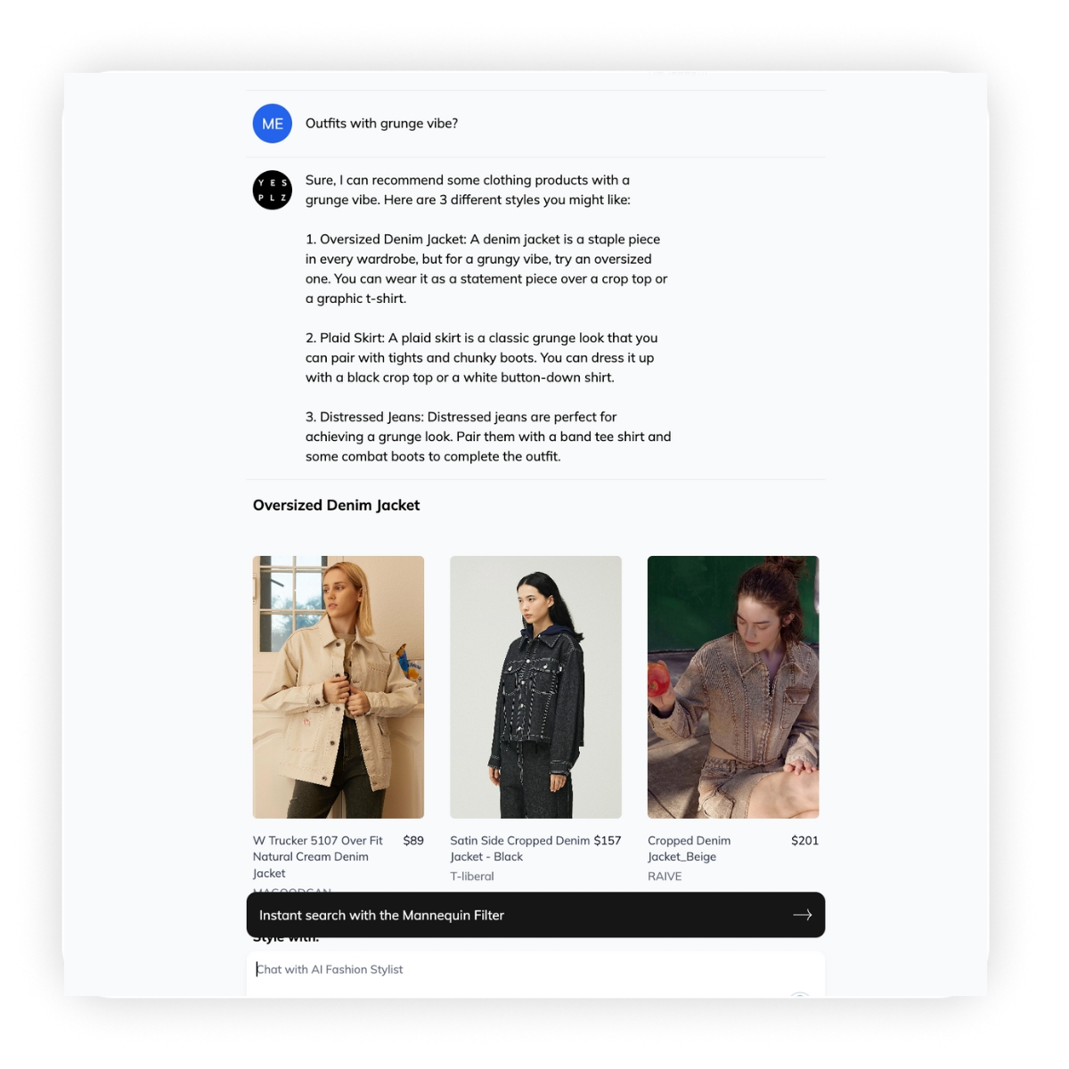 Grunge vibe suggestions by ChatGPT AI Stylist