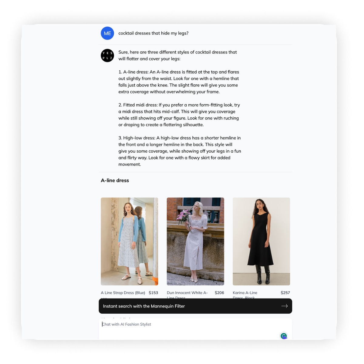 Cocktail dress ideas by ChatGPT AI Stylist